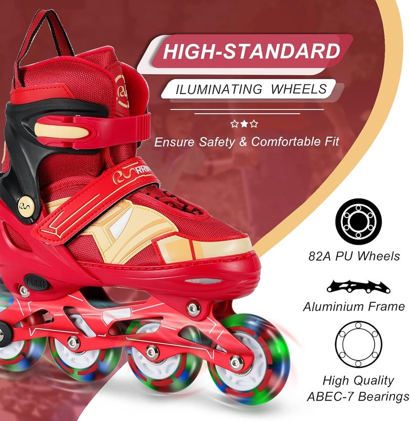 RunRRIn Adjustable Kids Inline Skates for Boys Girls with Full Light Up Wheels - Roller Skates for Kids Ages 6-12, Toddler Ages 3-5, Youth Women Beginners Outdoor Indoor - Image 3